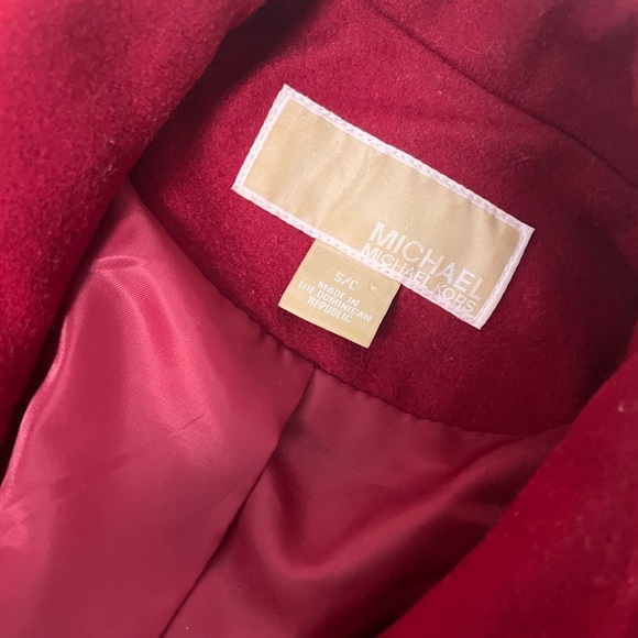 MICHAEL Michael Kors Red Wool Blend Double Breasted Peacoat - Picture 5 of 8